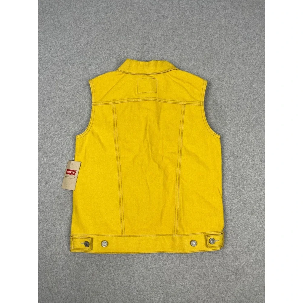 Levis‎ Denim Vest Girls L 12-13 yrs Yellow Sleeveless Button Up Cowgirl NWT